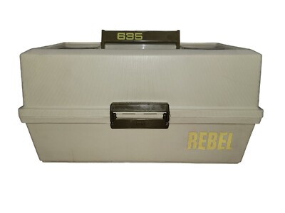 Vintage Rebel 635 Tackle Box Hard Plastic 3-Tray Cantilever Fishing Case Beige