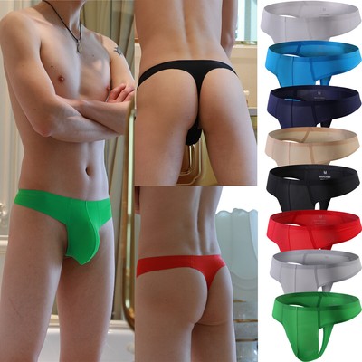 Men's Thong Briefs Sexy Thin Pouch Underwear T-Back G-string Pants Underpants