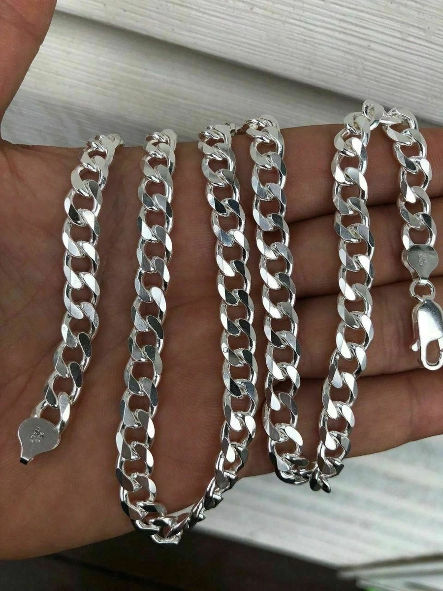 Solid 925 Sterling Silver Men s 8mm Thick Miami Cuban Link Chain Heavy ITALY