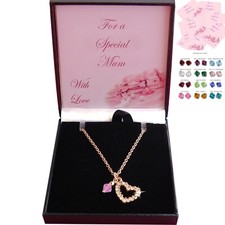 Rose Gold Herz Halskette Mit Brithstone, Geschenk für Mutter,Tochter,Sister,