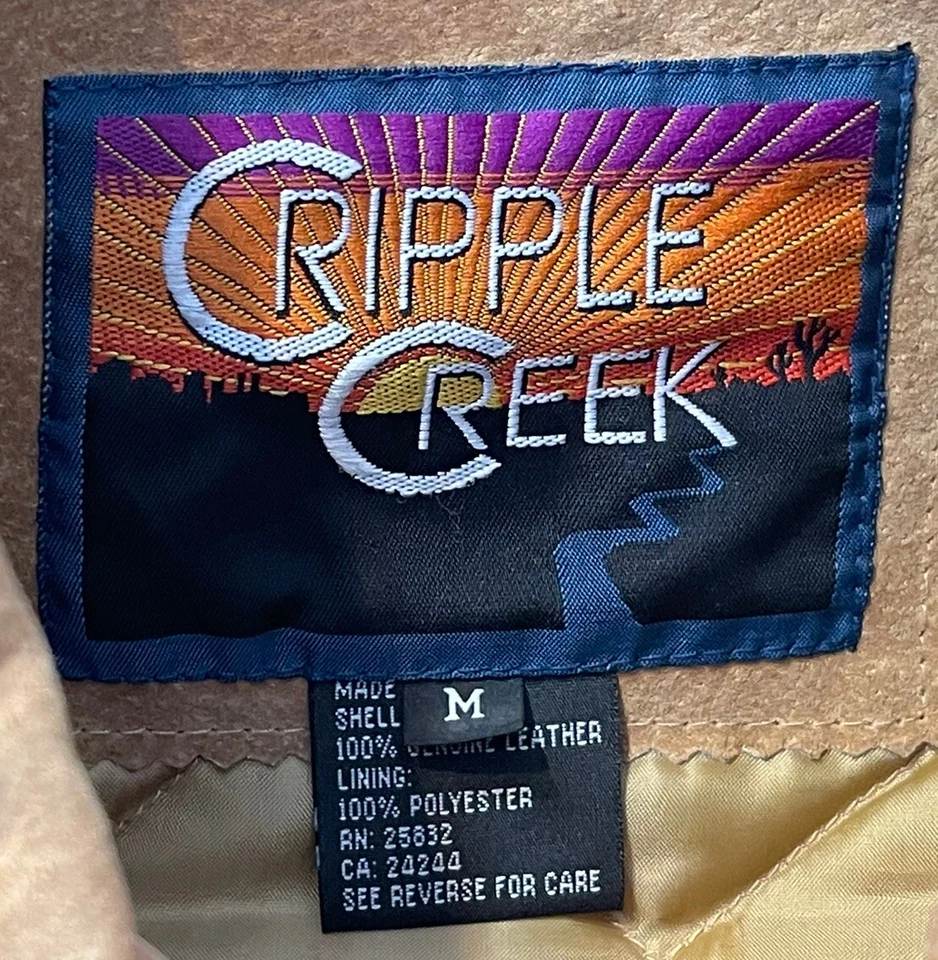 Cripple Creek Vtg Jacket Men’s Medium Brown Leather Southwestern Coat - Image 2 of 4