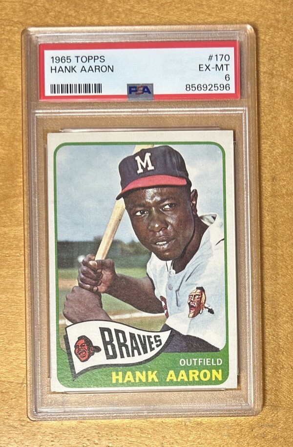 1965 Topps Baseball Hank Aaron Milwaukee Braves Card #170 PSA 6