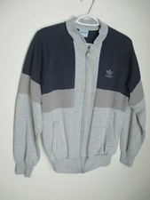 vtg 1980's Adidas Sweatshirt zip up Taiwan Trefoil L navy gray Jacket warmup