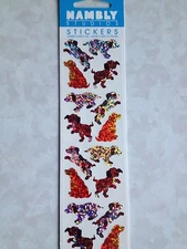 HAMBLY STUDIOS STICKERS MULTI-COLORED DOGS ANIMALS GLITTERS SHIMMERS PRISMATIC 