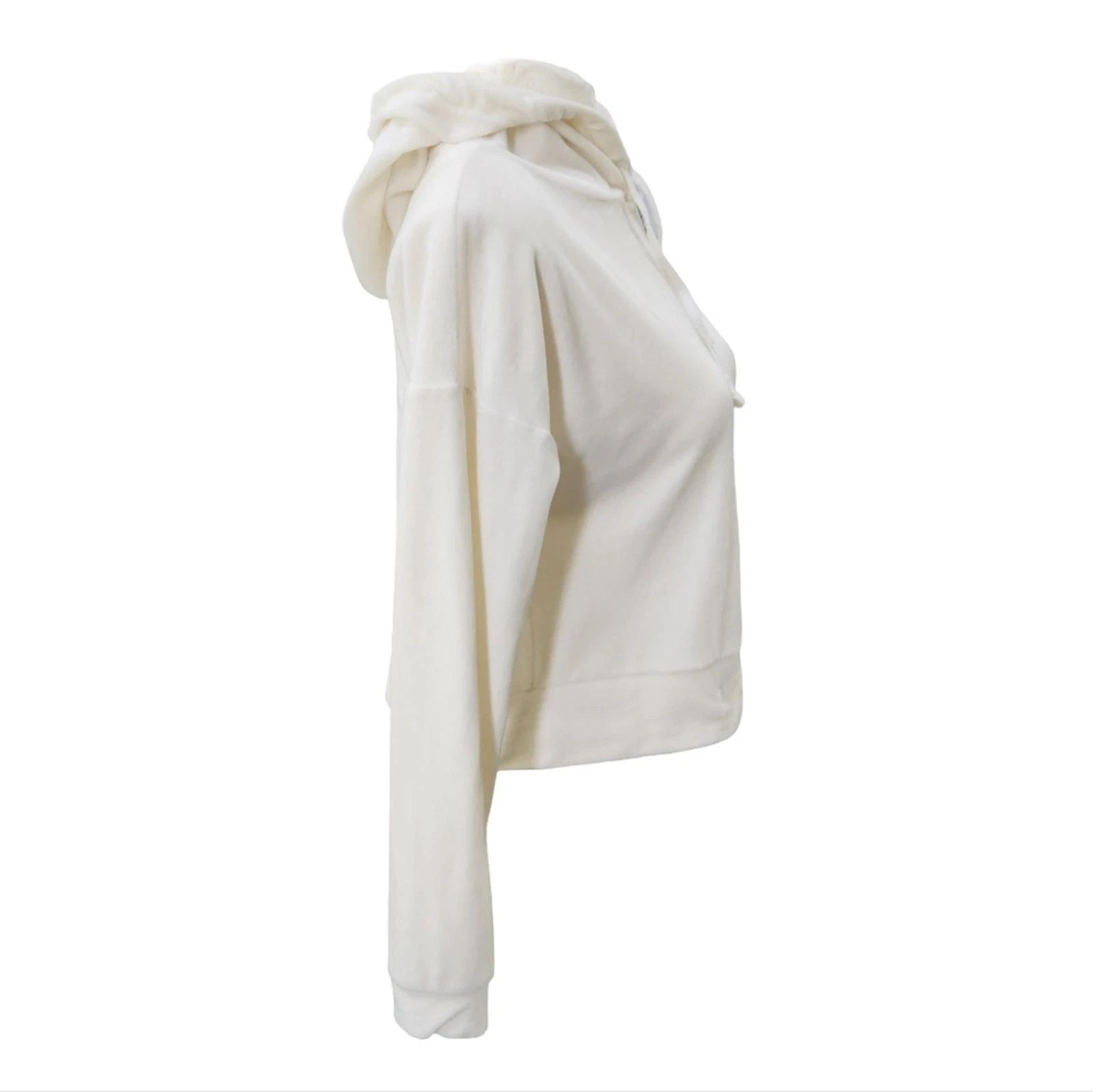 OFF WHITE Felpa con cappuccio Junior's Cozy Lounge super morbida velluto ritagliato Y2K crema M