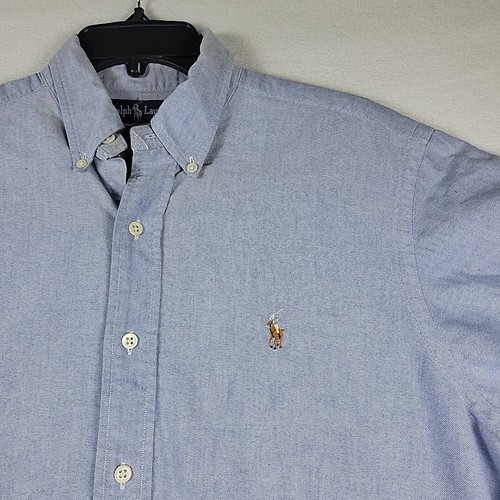Ralph Lauren Herren Hemd mit Knopfleiste Größe 16/35 Langarm Blau Fleisch Pony - Bild 1 von 8