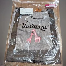 Thirty-one 31 Retro Metro Large Travel Tote Bag Mocha Crosshatch Pink Giraffe's