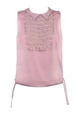 VELVETTE France LINGERIE Alexandra RUFFLED Open Tie Sides TOP Collar LAVENDER M