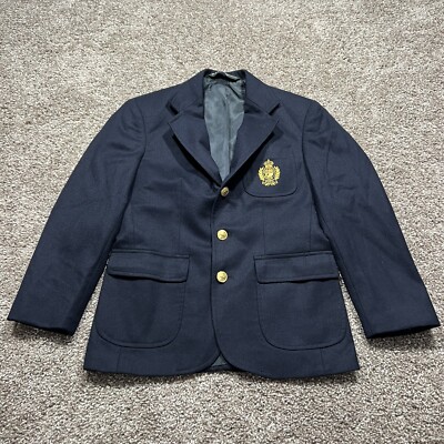 Polo Ralph Lauren crest logo blazer sports coat navy blue 10 Made