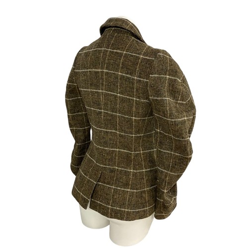 ONLY Blazer Coat Womens Sz XS US 2 Wool Brown Plaid Work Office Preppy Academia - Picture 2 of 18