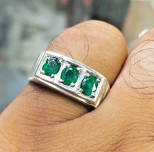 Natural Sawati Emerald Stone Set Quality Emerald Sterling Silver Handmade Band