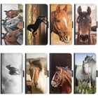 Horse Pony PU Leather Phone Case Side Flip Cover For Motorola Moto C E4 G5 G6 M