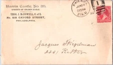 Pennsylvania Philadelphia Sta. C 1895 numeral duplex  1899-1959  Corner card Har