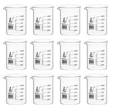 Eisco 150ml Beakers, Low Form, 25ml Graduations - Borosilicate Glass - 12 Pack