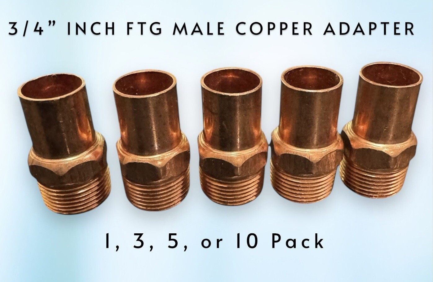 3/4" Inch FTG (Street) Male Adapter Copper Fitting - 1, 3, 5, or 10 Pieces