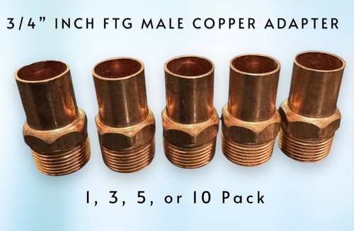 3/4" Inch FTG (Street) Male Adapter Copper Fitting - 1, 3, 5, or 10 Pieces