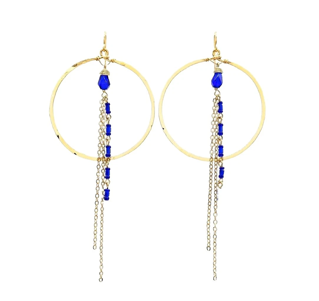 Pendientes de moda rellenos de oro amarillo zafiro