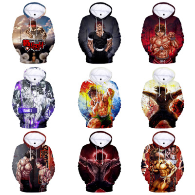Cosplay Baki Hanma 3D Hoodie Yujiro Maria Biscuit Sweatshirt Herren Jacke Mantel