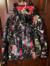 Gsou Snow 10k Women's Large Paint Splatter Snowboard Skiing Jacket Coat