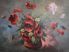 Antica natura morta con fiori selvatici dipinto a olio