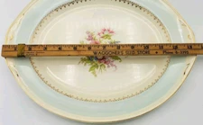 Homer Laughlin Serving Platter Eggshell Georgian Blue Gold Rim Large Vtg Read