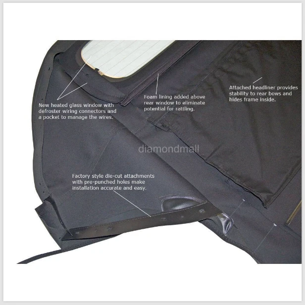 Nissan 350Z 2003-09 convertible techo blando con ventana de vidrio térmico DOT Borgoña Foto 3 de 4