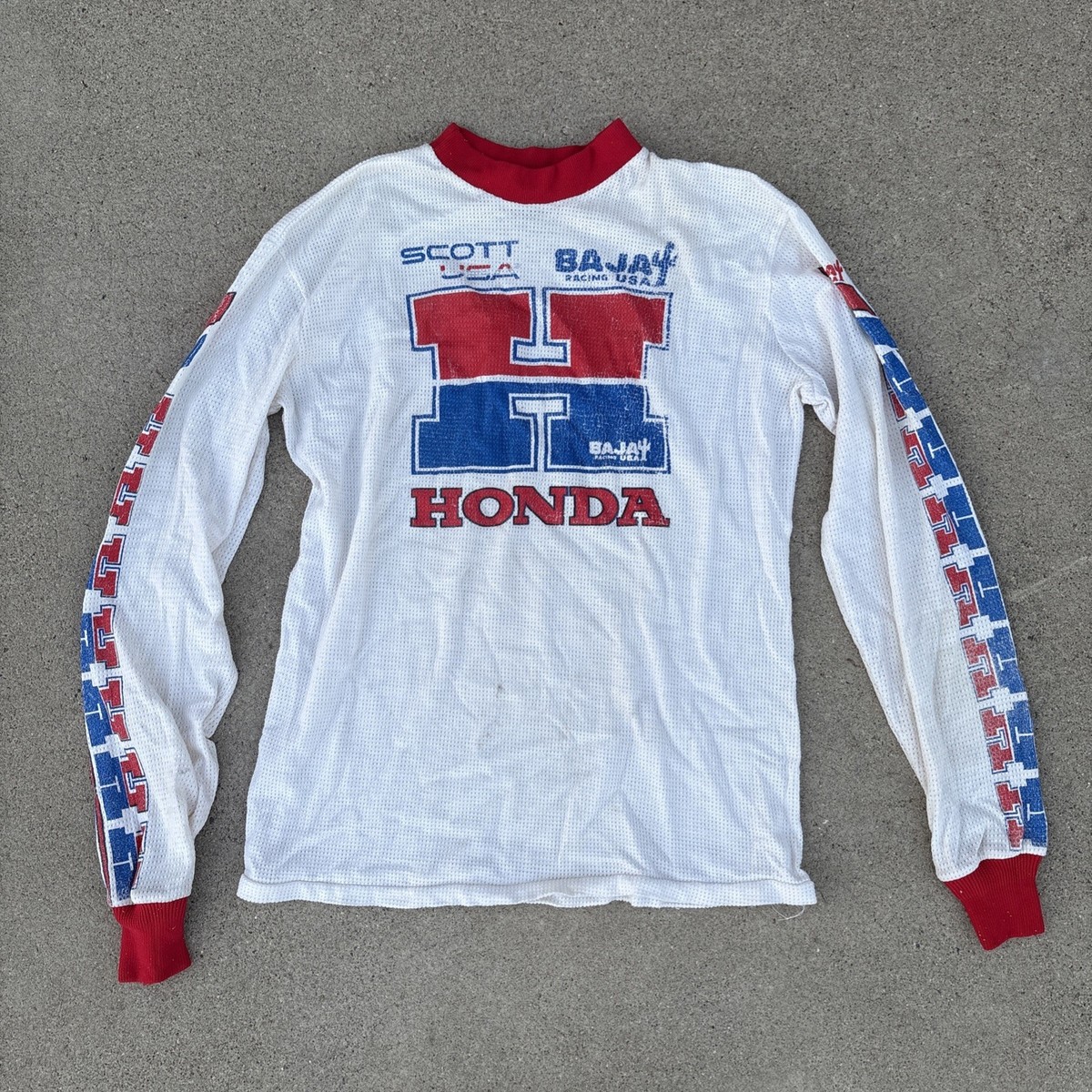 Vintage 70s Team Honda Motocross Mesh Jersey Size M Bel-Ray Baja