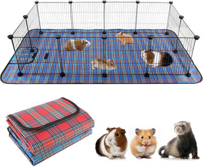 FHTONGE Large Guinea Pig Cage Habitat with 2 Pcs Waterproof Bedding, 8Sq Ft Guin
