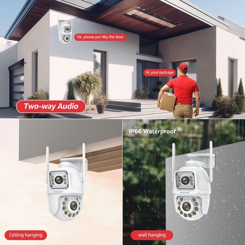 Dual Lens Linkage Überwachungskamera Outdoor, Wireless PTZ Dual Screen Kamera, 360... - Bild 7 von 8