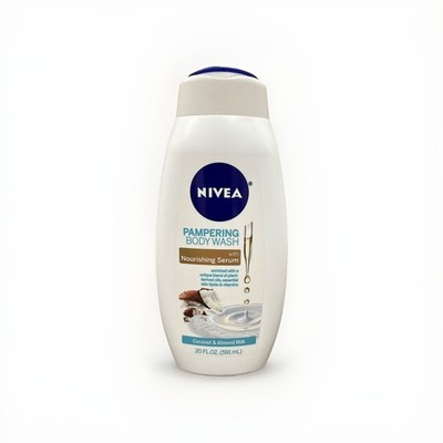 NIVEA Coconut and Almond Milk Body Wash with Nourishing Serum, 20 Fl Oz Bottle