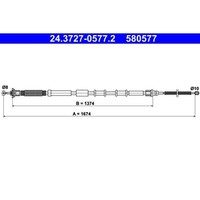 ATE Handbremsseil 1674Mm Passend FüR Fiat Grande Punto | 24.3727-0577.2
