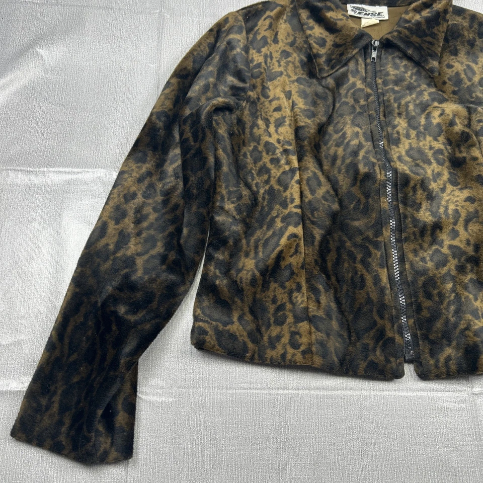 复古 Sense 豹纹模糊拉链夹克女式美国制造复古 Y2K — 第 3/4 张图片