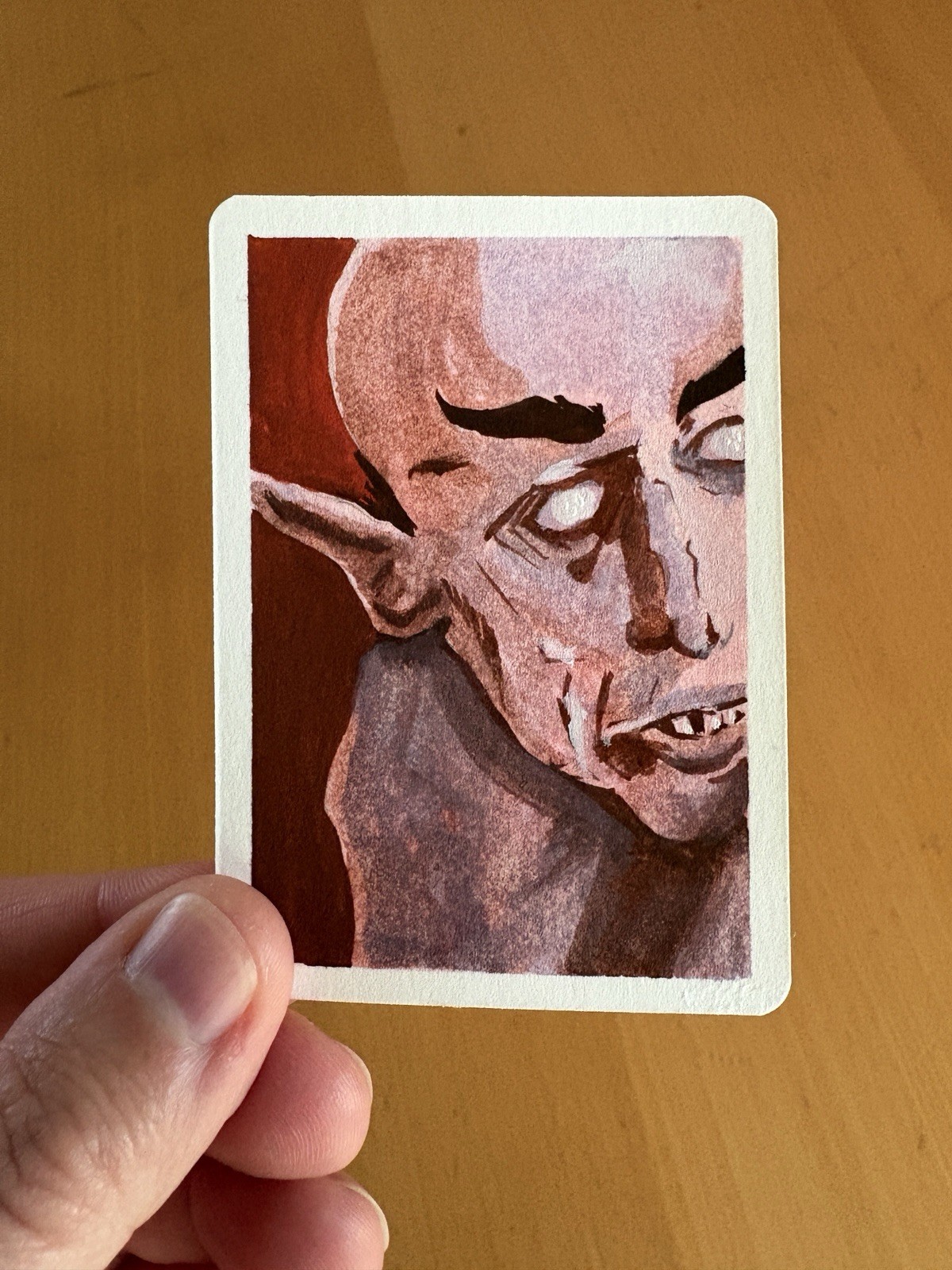 ACEO OOAK Original Layered Gouache Vampire Gothic Spooky Art Mini - AVArtVault