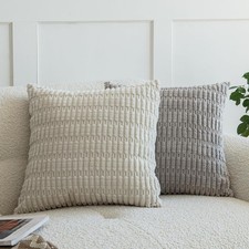 Corduroy Boho Striped Pillow Covers Pack of 2 Decorative Throw Pillow Cases for