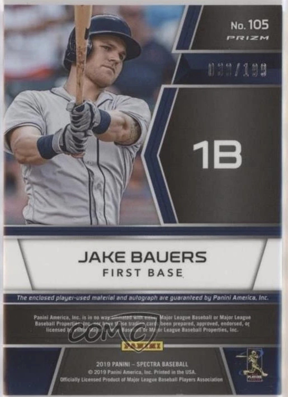 Jake Bauers Rookie Auto PATCH /199 Huge Jersey Patch Milwaukee Brewers RED HOT view 2