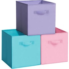 Easi Storage Cubes, 11 Inch Storage Bins, Set of 3, Foldable Fabric Cube Stor...