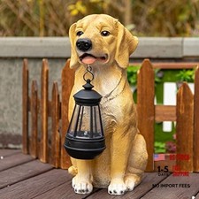 Garden Dog Statues Outdoor Decor, Solar Lights Outdoor Statue Outdoor Yellow