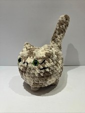 Cat Loaf Plushie Stuffed Animal Toy Crochet Amigurumi Handmade Plush green eyes