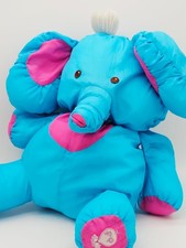 Vintage 1987 Fisher Price Wild Puffalump Elephant Blue Pink Parachute Plush 8052