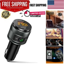 Fast Charging Bluetooth FM Transmitter for Cars - USB Music Player  Hands-Free