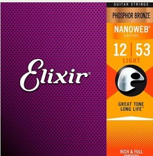 Elixir Phosphor Bronze Nanoweb Acoustic 6 String Light Gauge