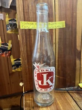 Vintage 1973 Soda Pop Beverage Bottle  - ACL -  J K, Terre Haute, Indiana  10 Oz