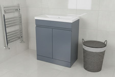 Image of Gloss Dark Grey Bathroom Vanity Unit with Basin 500 600 700 800mm Handleless