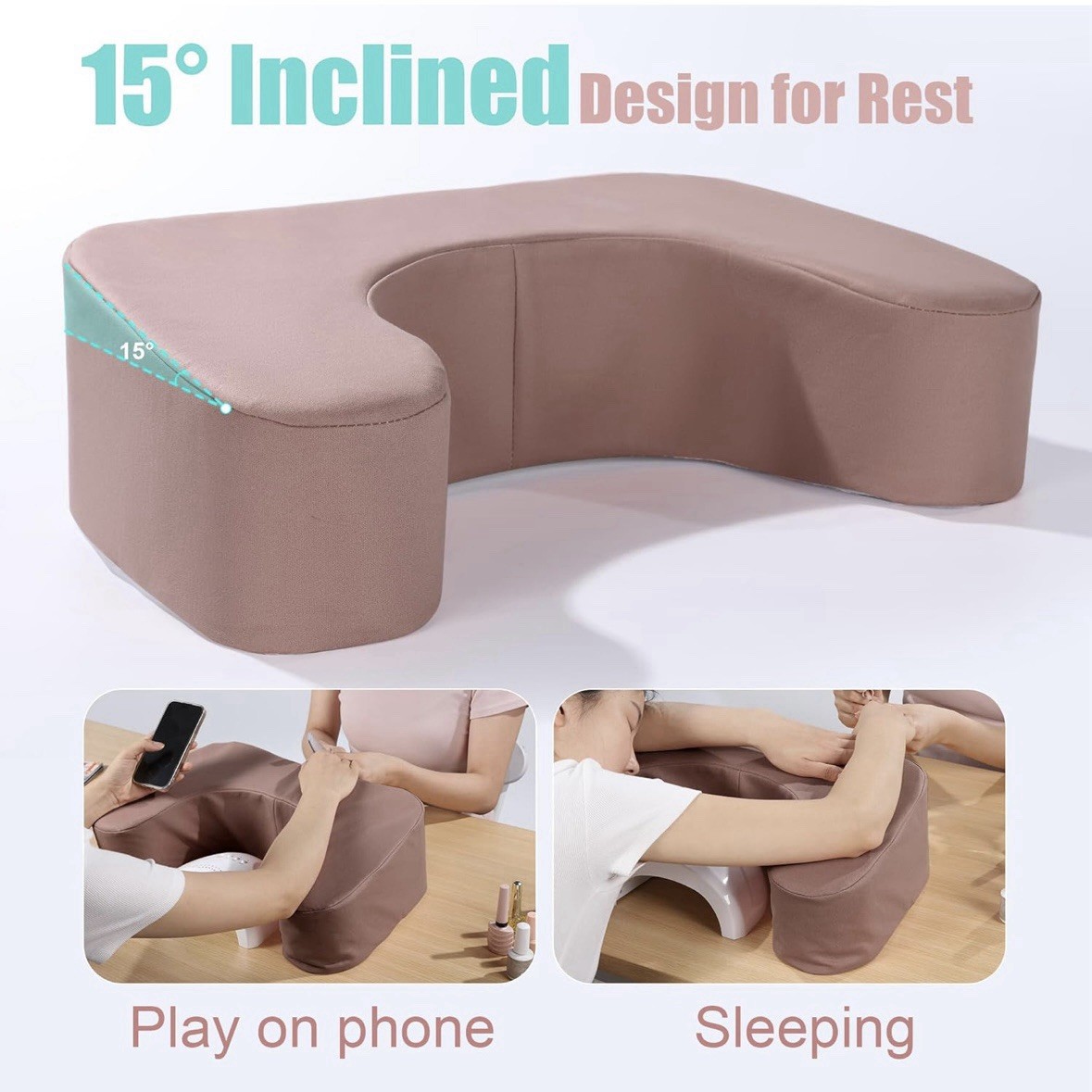 Royalay Pink Armrest For Nail Tech Manicure Silicone Cover Memory Foam