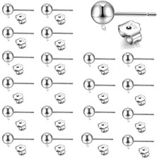 18 Pieces 925 Sterling Silver Ball Post Earing Studs with 18 Pieces St