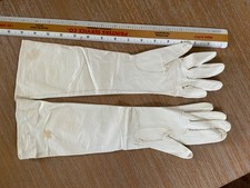 French smooth GOAT skin Leather silk elbow length opera Dressy Gloves size 6.5