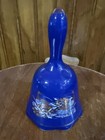 Cobalt Blue Gold Trim Porcelain Bell Oriental Peacock Vintage Collectible Decor