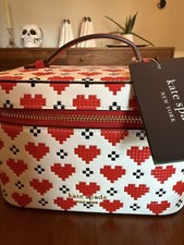 NWT Kate Spade, Devin Pixel Hearts Vanity, Saffiano leather, includes receipt