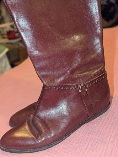 Vintage Etienne Aigner Alexis I Oxblood Leather Riding Boots Size 8 M 80s 90s - Picture 12 of 19