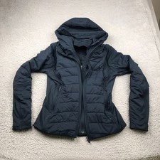 Lululemon Extra Mile Jacket Womens 10 Navy Hooded Quilted Puffer Coat